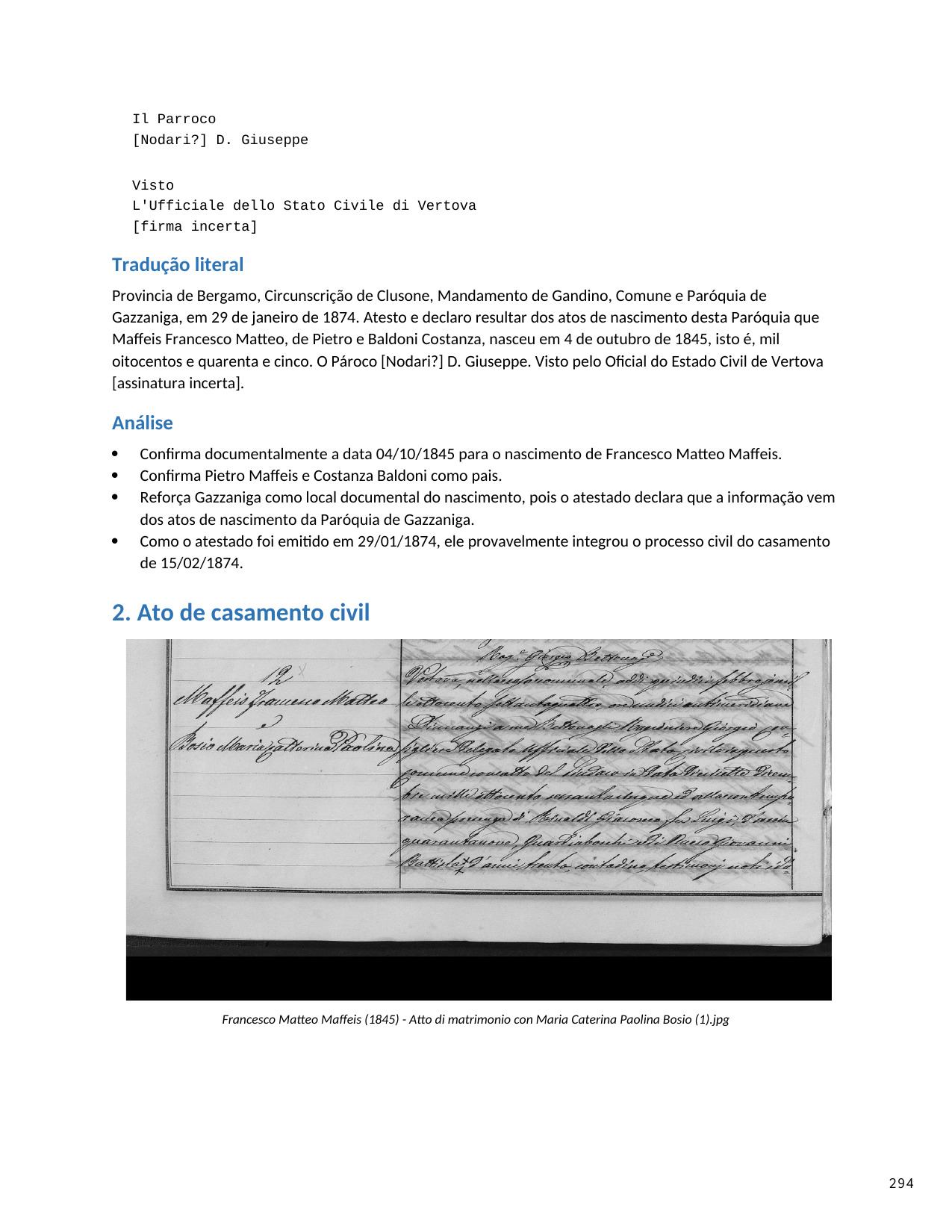 Francesco Matteo Maffeis — tradução e casamento, imagem 1