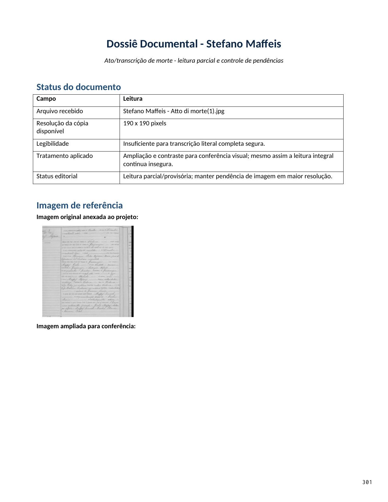 Stefano Maffeis — ficha e cópia reduzida