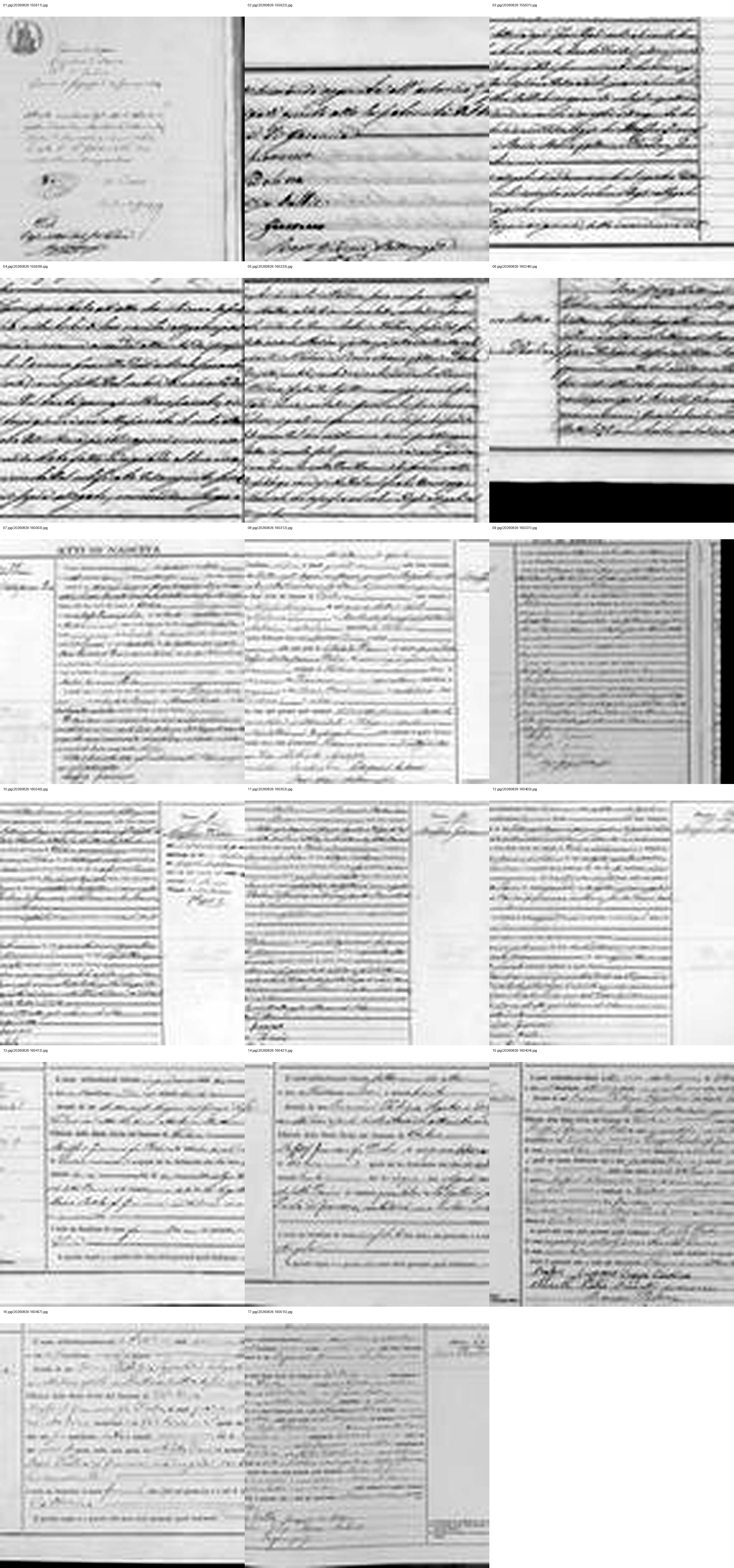 01 Inventário das 17 imagens e mapa de identificação